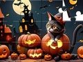 Spēle Puzle: Helovīna kaķis  online