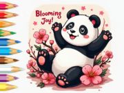 Spēle Krāsojamā grāmata: mazie pandas ķiršu ziedi  online