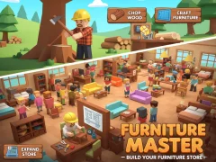 Spēle Furniture Master – Build Your Furniture Stor online