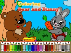 Spēle Coloring book: Bear and rabbit online
