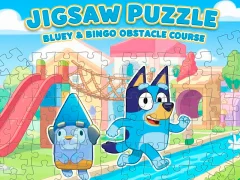 Spēle Jigsaw Puzzle: Bluey & Bingo Obstacle Course online