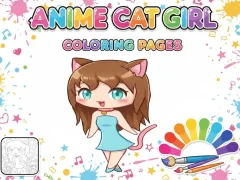 Spēle Anime Cat Girl Coloring Pages online