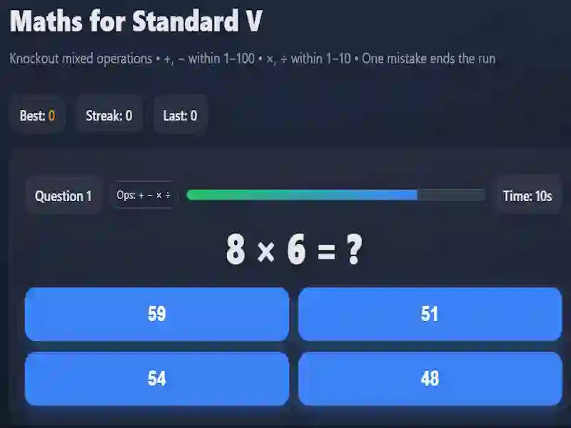 Spēle Maths for Standard V online
