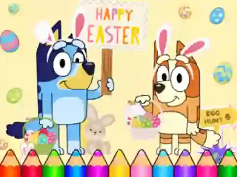 Spēle Coloring Book: Bluey Happy Easter online