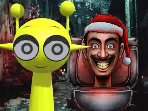 Spēle Sprunki in Backrooms Christmas Skibidi online