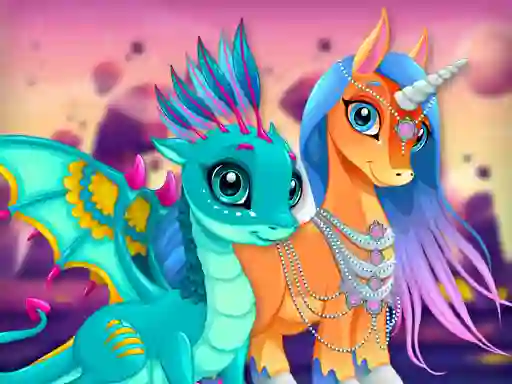 Spēle Cute Unicorns And Dragons Puzzle online
