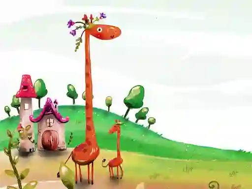 Spēle Cartoon Giraffe Puzzle online