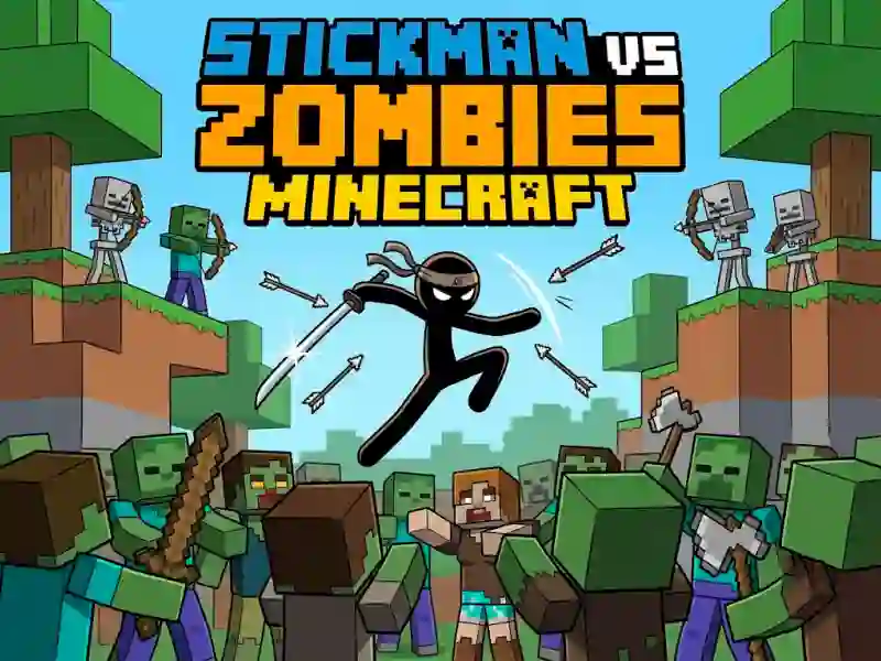 Spēle Stickman vs Zombies Minecraft online