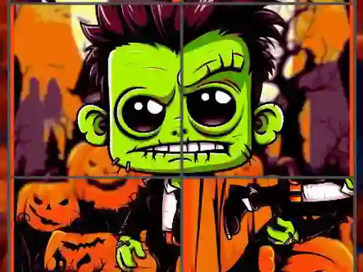 Spēle Franky & Vampire Halloween Puzzle online