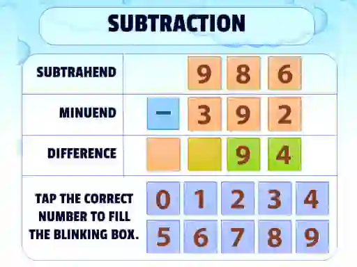 Spēle Subtraction Practice online
