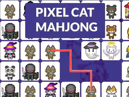 Spēle Pixel cat mahjong online
