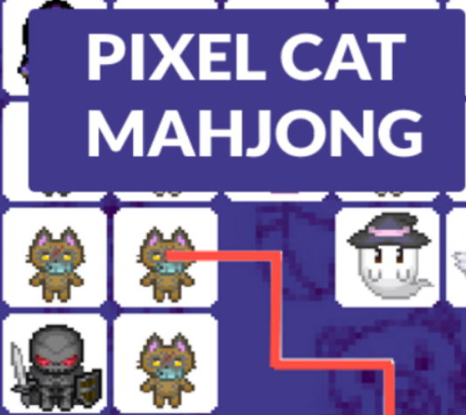 Spēle Pikseļu kaķis madžongs  online