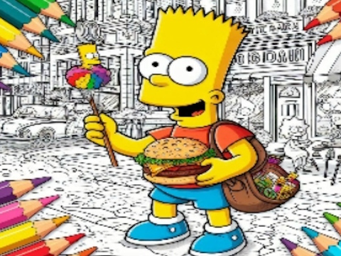 Spēle Atpakaļ uz skolu Simpsons krāsojamā grāmata  online