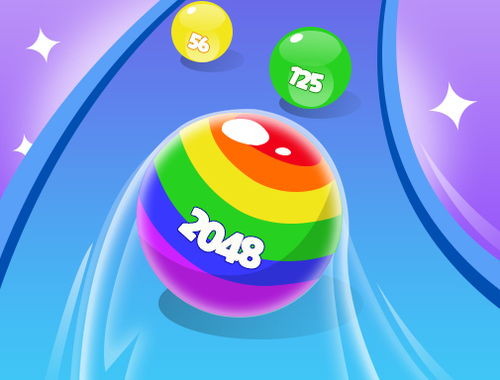 Spēle 2048 skrien krāšņas bumbiņas  online
