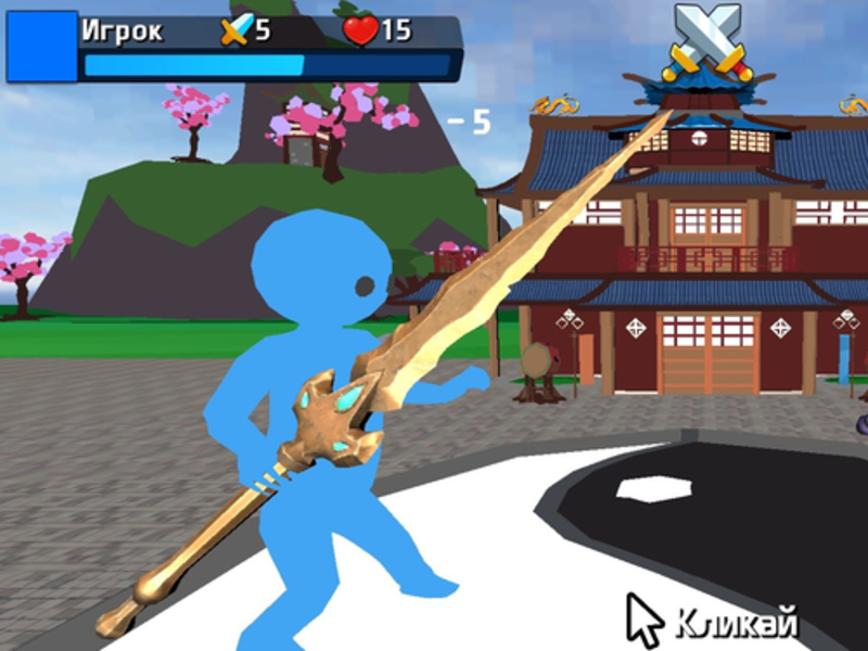 Spēle Obby Stickman uz zobeniem online