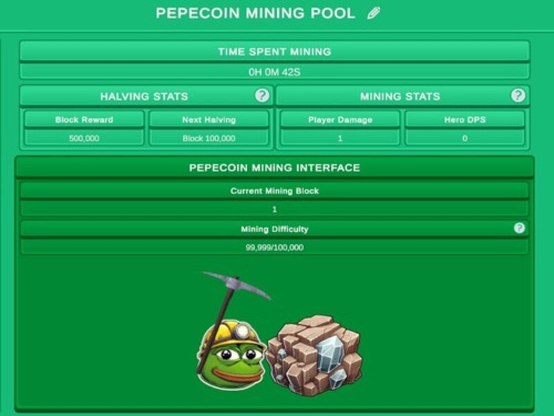Spēle PEPECOIN MINER IDLE simulators online